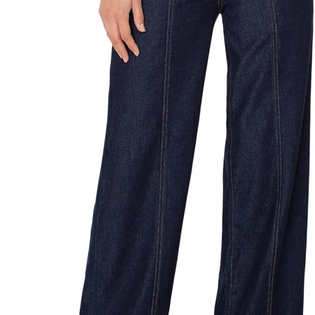 Stylish Women's Mid-Rise Wide Leg Trouser With Seaming Size 12, 32" Inseam
